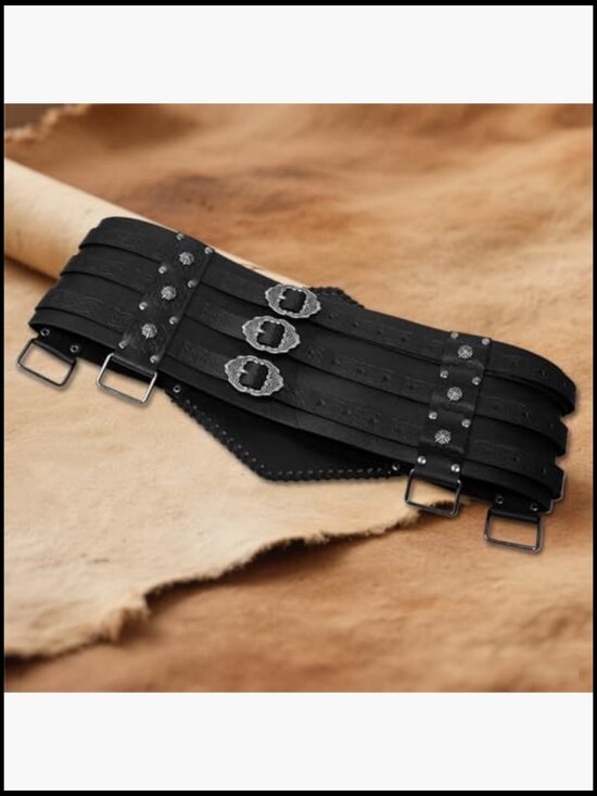 Medieval Viking Faux Leather Wide Belt with Metal Buckle for LARP Costume main image 5